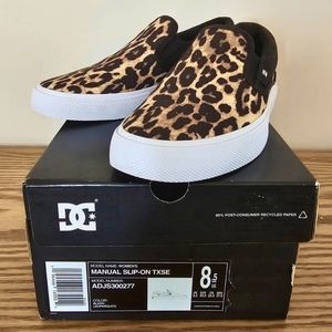 BNIB Black Leopard DC Manual Slip-On Shoes Size 8.5